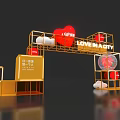 Love In A City Themed Decorative Display With Golden Frames And Red Heart
