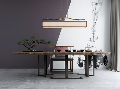 New Chinese Tea Table and Chair 3d model