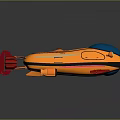Futuristic Orange Aircraft Design With Blue Cockpit Red Tail Wings And Glowing Stripes