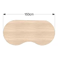 Light Wood Bar Counter With Curved Tabletop And Modern Metal Legs