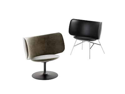 Modern Accent Chairs in Gray Fabric and Black Leather with Stylish Metal Bases Design 3d model