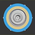 Modern Electronic Component With Cylindrical Metal Body And Blue White Design Accents
