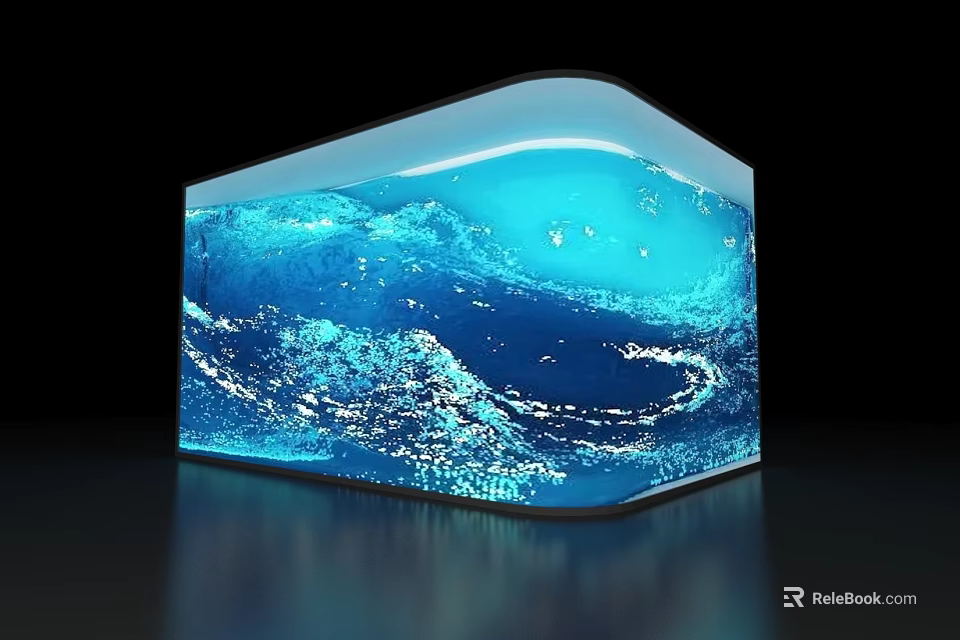 Decorative Transparent Blue Wave Sculpture With Flowing Water Pattern And Glossy Surface 3d model