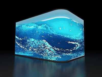 Decorative Transparent Blue Wave Sculpture With Flowing Water Pattern And Glossy Surface 3d model
