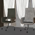 Comfortable Modern Green and Gray Office Chairs with Wooden Armrests Metal Base and Wheels