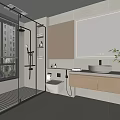 Modern Bathroom Interior Design With Glass Shower Wall Mounted Toilet And Wooden Vanity
