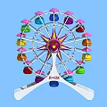 Two Ferris Wheels With Colorful Cabins Different Designs R64 And F28 Models