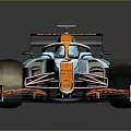 Formula 1 Racing Car With Blue And Orange Livery Cognizant Branding Aerodynamic Design