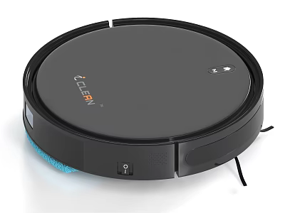 Smart Robot Vacuum With Black Round Design For Efficient Home Floor Cleaning 3d model