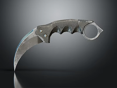 Tactical Karambit Knife With Curved Blade And Ergonomic Grip Ring Handle 3d model
