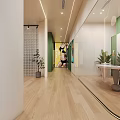 Sunny Gym Fitness Center Interior With Equipment And Lounge Area