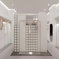 Modern White Exterior Clothing Store With Transparent Glass Window Mannequins And Fashion Clothing Displays