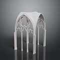 White Gothic Architectural Structure With Intricate Carvings Arched Design And Ornate Columns