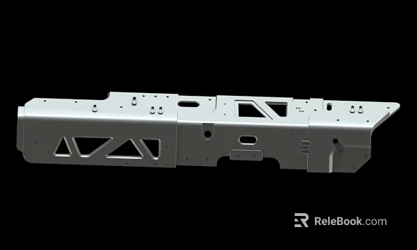 Industrial Metal Component With Geometric Cutouts And Mounting Holes 3d model 