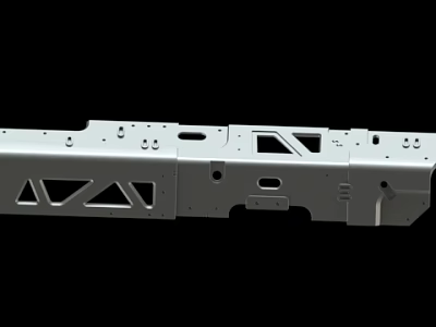 Industrial Metal Component With Geometric Cutouts And Mounting Holes 3d model