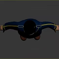 3D Military Figure In Blue Uniform With Yellow Stripes Medals And Cap