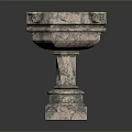 Antique Stone Carved Basin With Decorative Pedestal And Intricate Carving Details