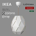 Modern Geometric Pendant Light With White Shade And Golden Decorative Lines