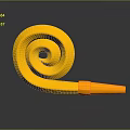 Unique Yellow Spiral Shaped Furniture Decorative Component With Smooth Cylindrical End Design