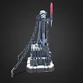 Frosty Ice Tower Architecture With Red Spire Chains And Ice Blocks