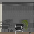 Modern Textured Sofa Accent Wall With Chair And Plant