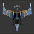 Sci Fi Aircraft Model With Blue And Yellow Streamlined Wings And Futuristic Design