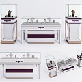 Elegant Retail Display Shelves With Glass Cases For Various Jewelry Items