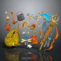 Various Outdoor Survival Weapons And Tools For Adventure Gear Collection
