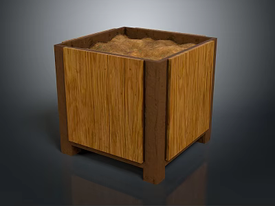 Wooden Square Planter with Textured Surface and Sturdy Frame for Home Use 3d model