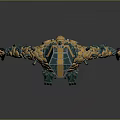 Mythical Creature Inspired Character With Teal Gold Scaled Armor And Spiked Design