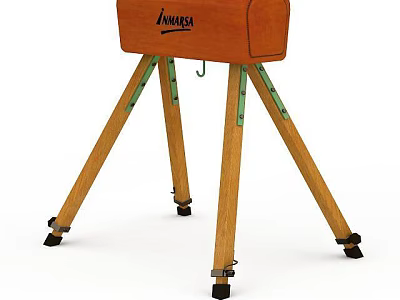 Road Facilities With Tripod Structure Orange Top Green Details Wooden Legs And Black Base 3d model