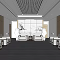 Hotel Public Lounge With Modern Wooden Walls Comfortable Sofas Green Plants And Artwork