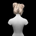 Game Movie Female Character With Blonde Double Bun Hairstyle And Upper Body On Black Background