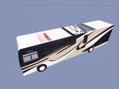 Premier Luxury Bus With White Black And Beige Streamlined Design And Multiple Windows 3d model