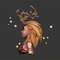 Elven Game Movie Character With Antlers Glowing Orbs Pointed Ears And Blonde Hair