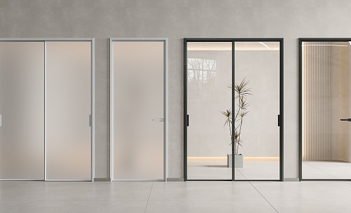 Modern sliding door glass door frosted glass door glass sliding door glass single door glass sliding door kitchen glass door toilet door 3d model