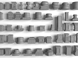 Chinese style stone pile stone column Chinese building component 3d model