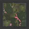 Modern Decorative Ornament Set With Transparent Cube Pink Lotus Flowers And Green Lily Pads