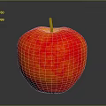 Fresh Red Shiny Apple With Yellow Stem On Grey Background