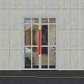 Golden Frame Glass Swing Door With Double Panels Installed On Gray Wall