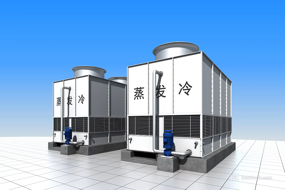 Industrial Evaporative Cooling Equipment Two Large Outdoor Units With Efficient System 3d model 