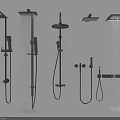 Shower Heads Multiple Types Including Rainfall And Handheld For Modern Bathroom 3d model