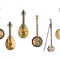 Chinese Musical Instruments Musical Instruments Combination National Musical Instruments Guzheng Pipa Erhu Qin Guqin Ancient Musical Instruments Guitar 3d model