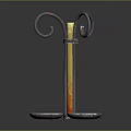 Ornate Metal Stand With Curved Top And Colorful Vertical Bar Three Stone Bases