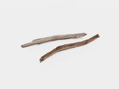 Natural Curved Wooden Sticks In Different Colors On White Background 3d model