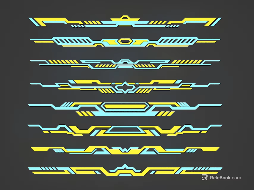 Stylish Yellow And Blue Geometric Wall Decor For Contemporary Home Design 3d model 