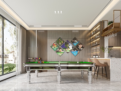 Light Luxury Billiards Room Billiards Hall 3d model