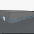 Steel Structure Industrial Warehouse With Gray Exterior Blue Window Frames And Doors