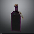 Purple Glass Spirit Bottle With Cork Stopper And Hanging Tag