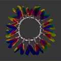 Colorful Decorative Ring With Petal Shaped Design And Metallic Center Accents